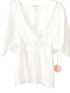 White V-Neck Blouse Large
